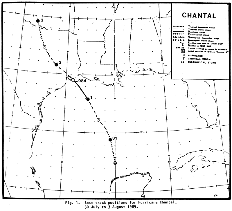 Hurricane Chantal, 1989